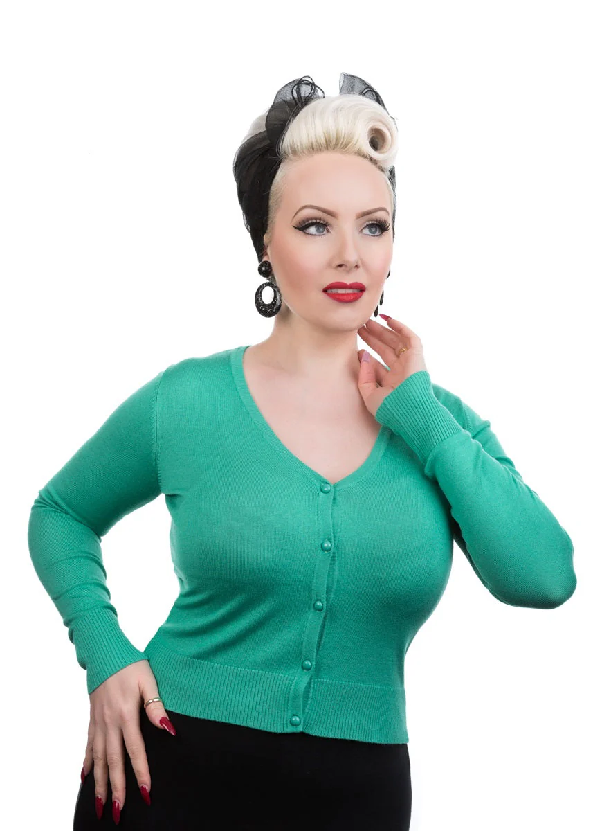 Green V-Neck Cardigan