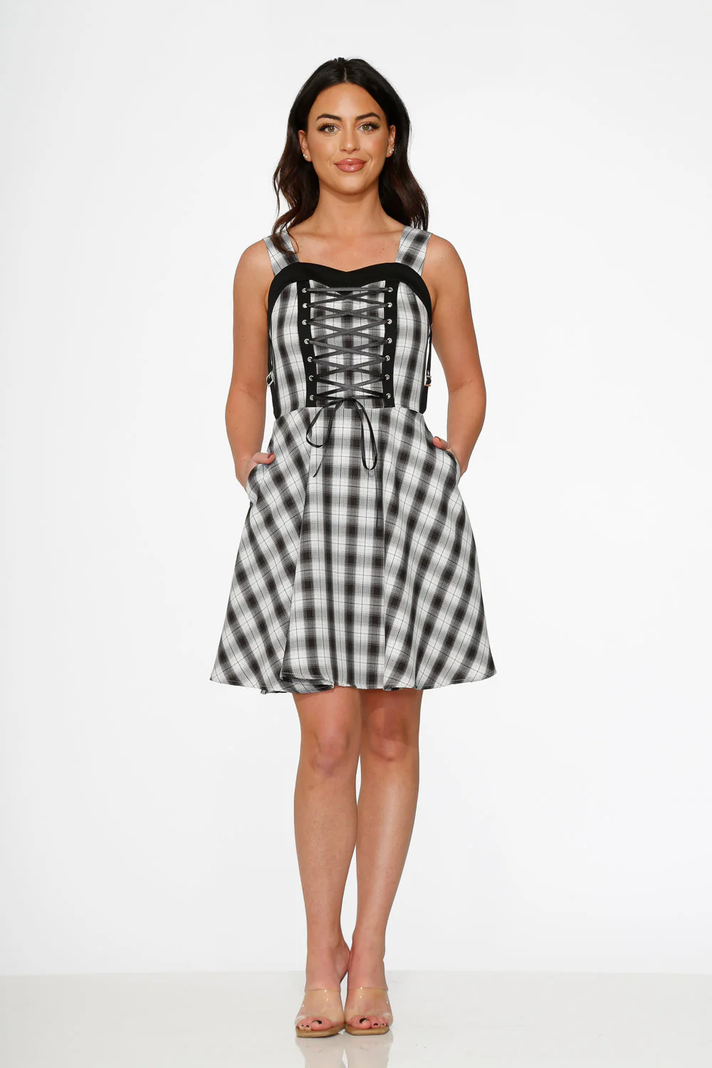 Black & White Plaid Swing Dress