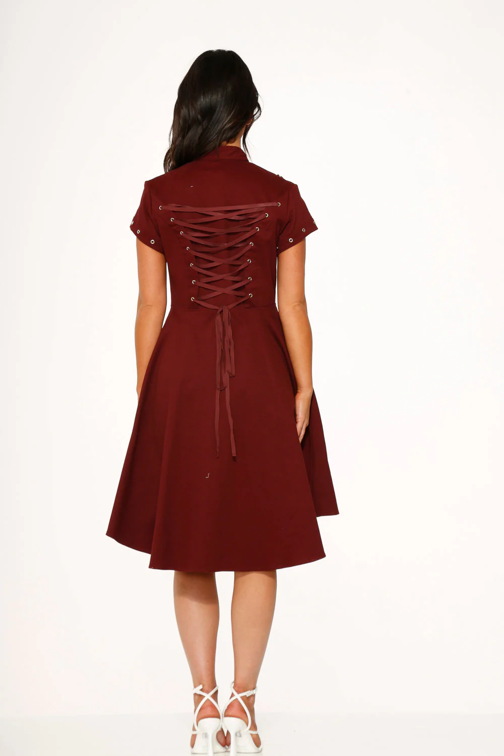Battalion Burgundy Hi-Lo Swing Dress - Image 7
