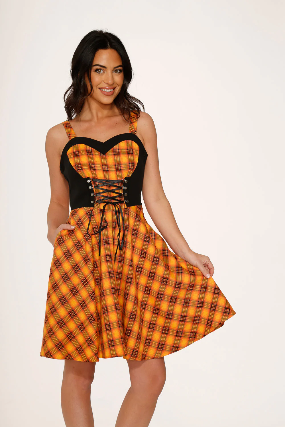 Orange Plaid Swing Dress - Image 8