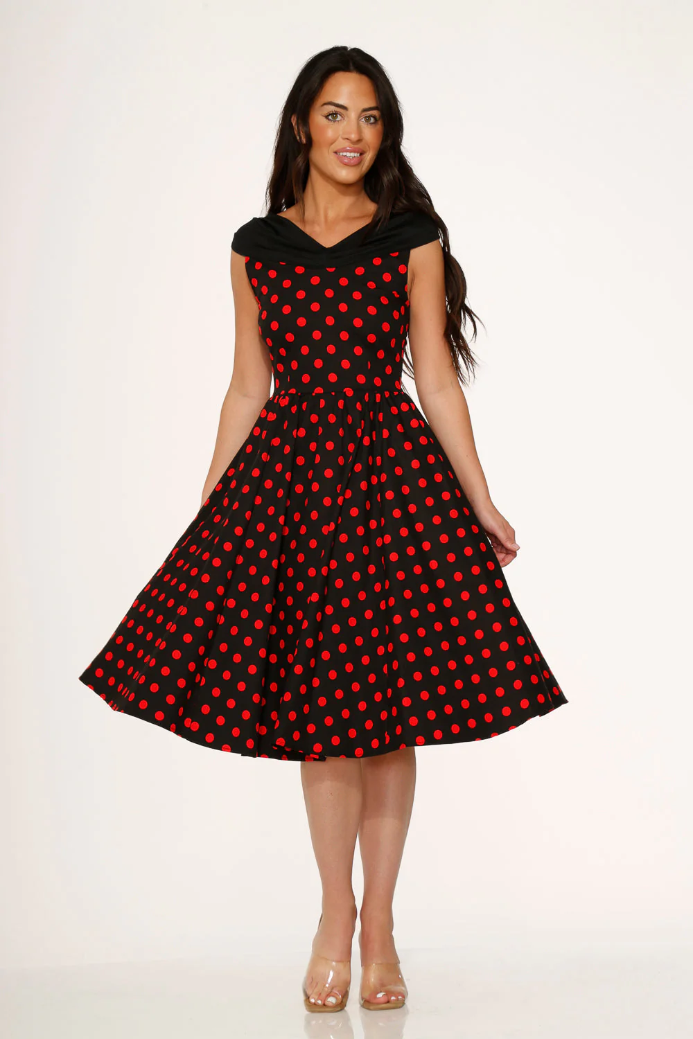 Black & Red Polka Dot Swing Dress