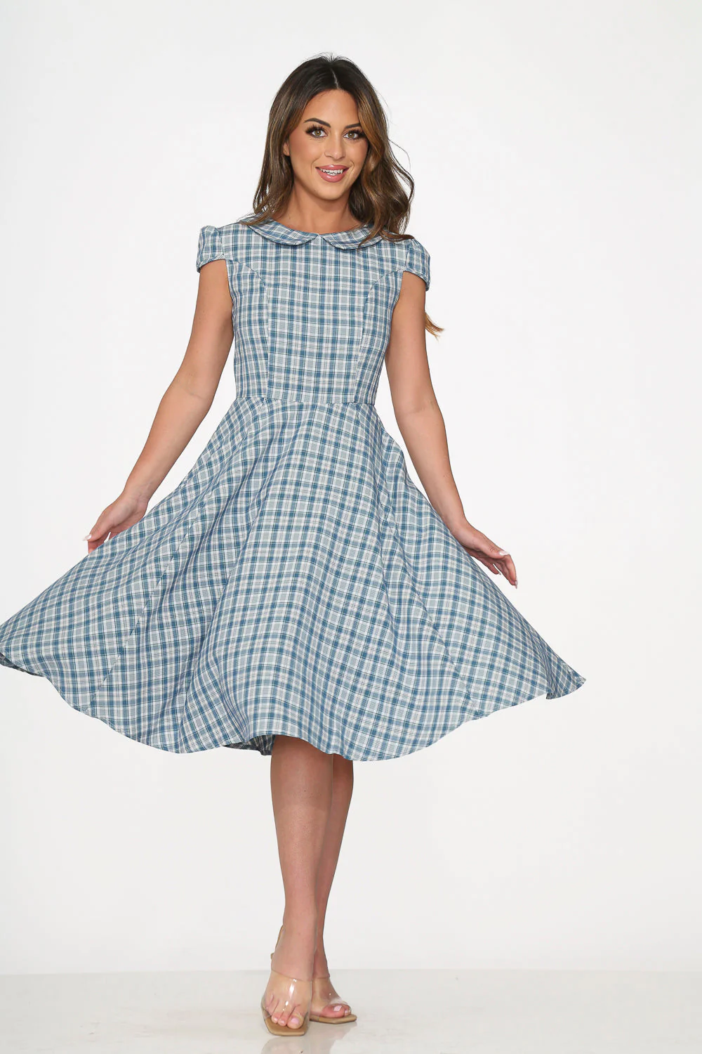 Blue Plaid Swing Dress - Image 6