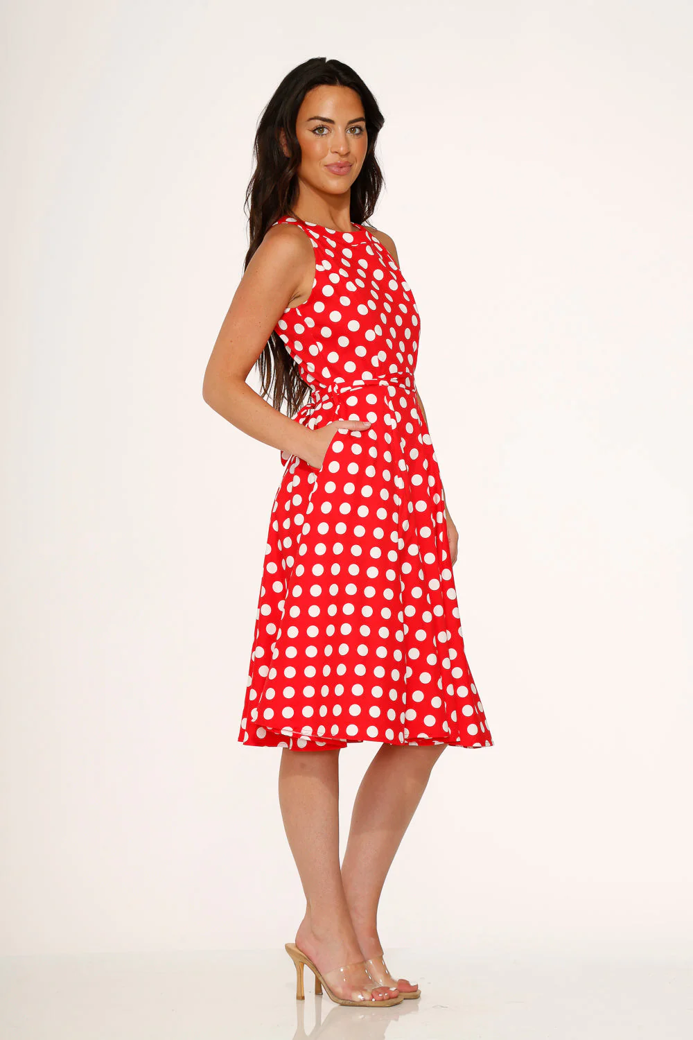 Red Polka Dot Swing Dress - Image 3