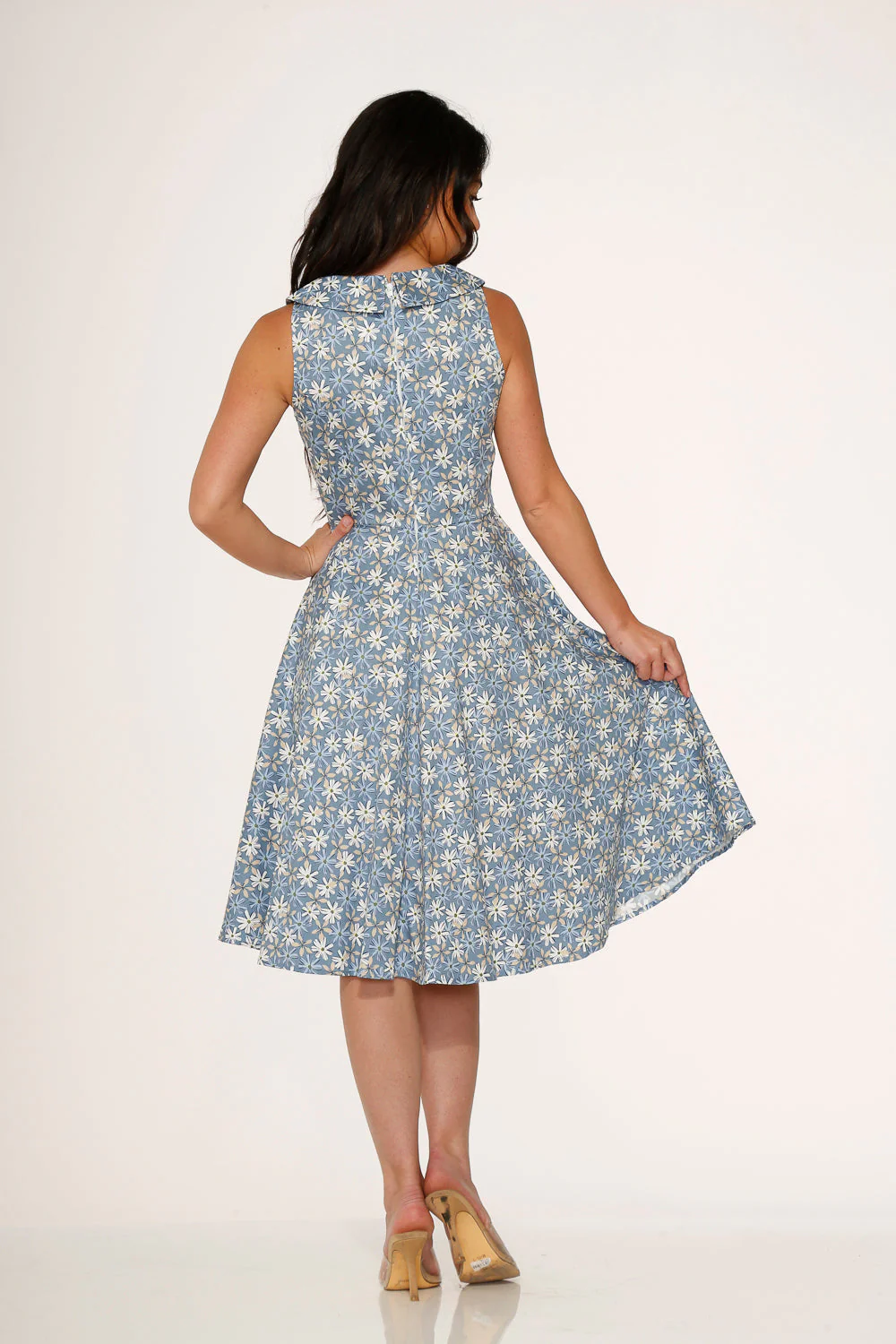 Blue Daisy Floral Swing Dress - Image 6