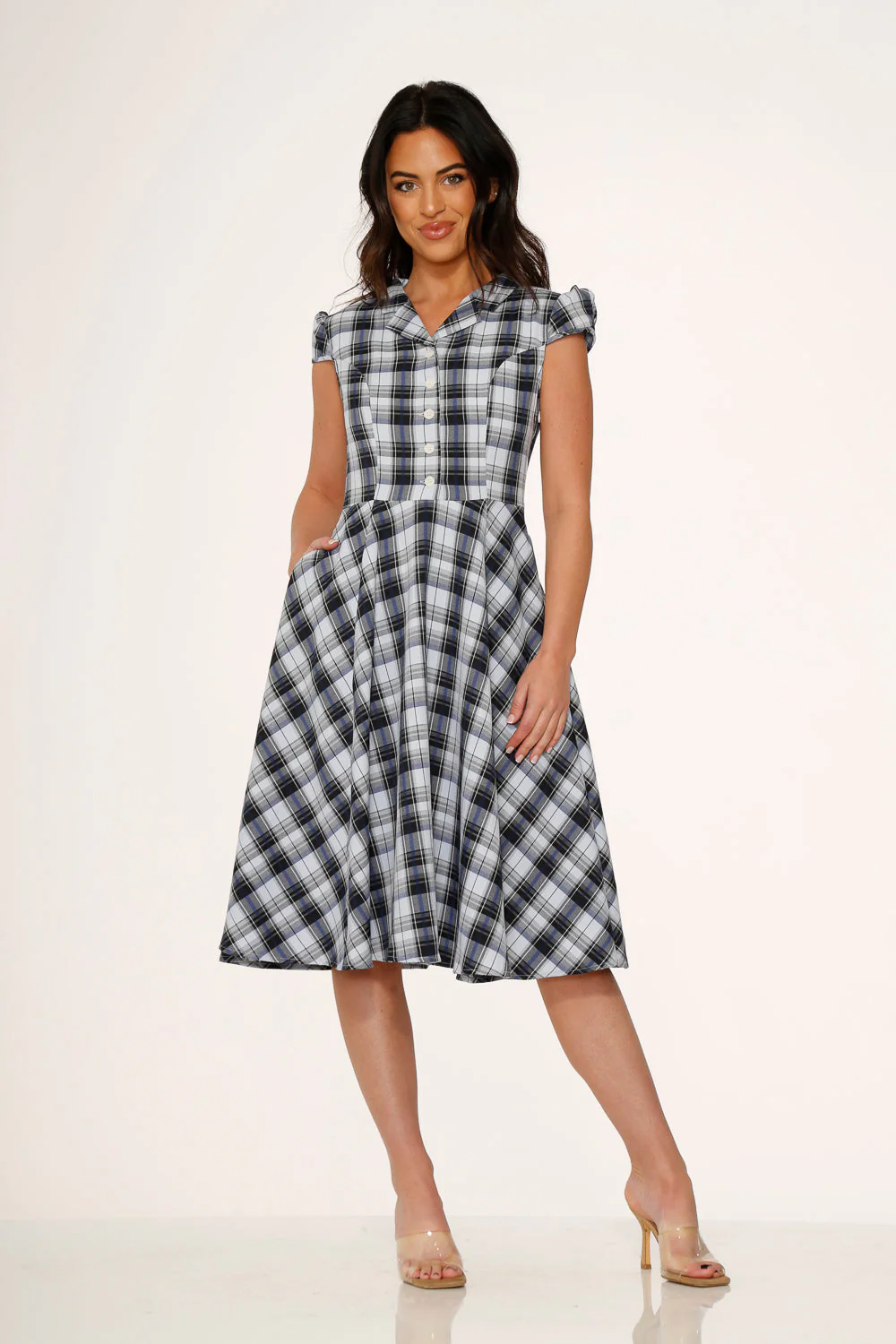 Blue Plaid Swing Dress - Image 4
