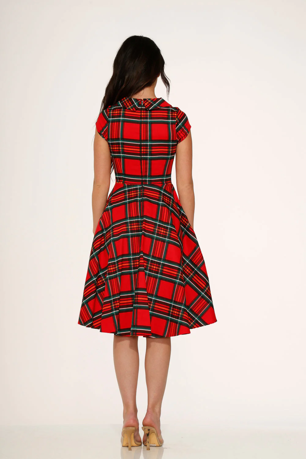 Red Plaid Swing Dress - Image 8