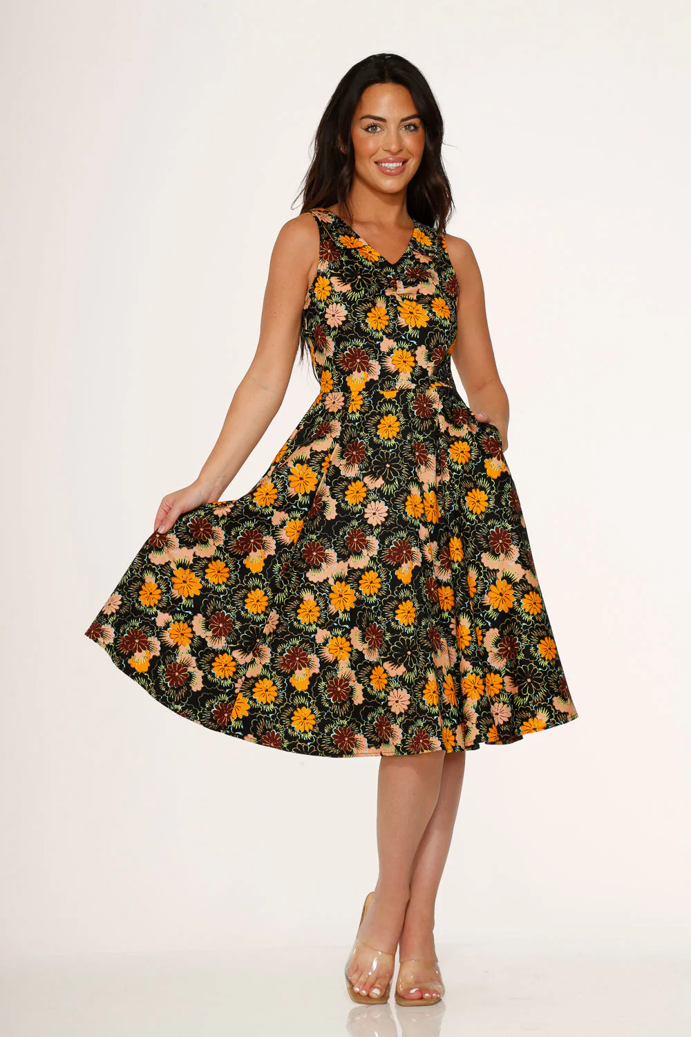 Yellow Floral Swing Dress - Image 3