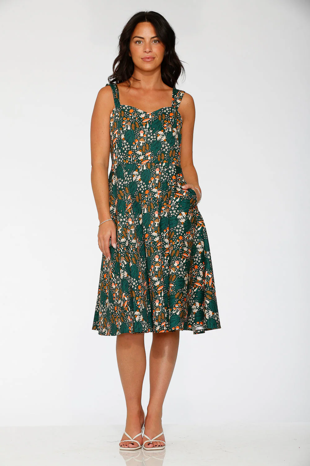 Olive Mushroom Swing Dress - Image 3