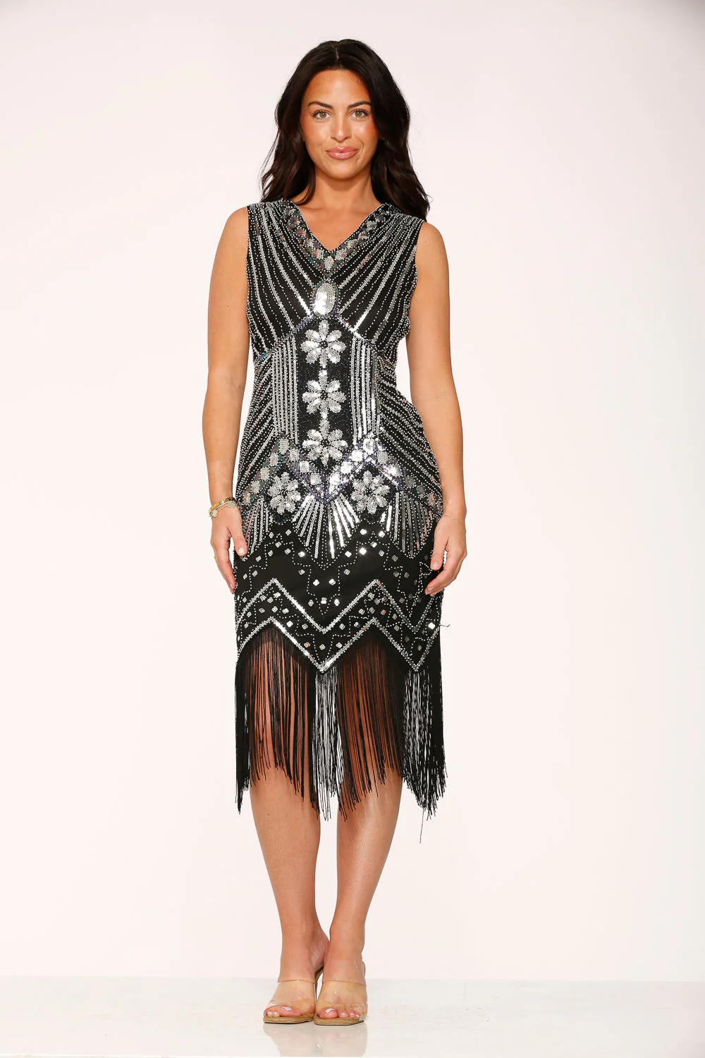 Black Silver Flapper Dress - Image 3