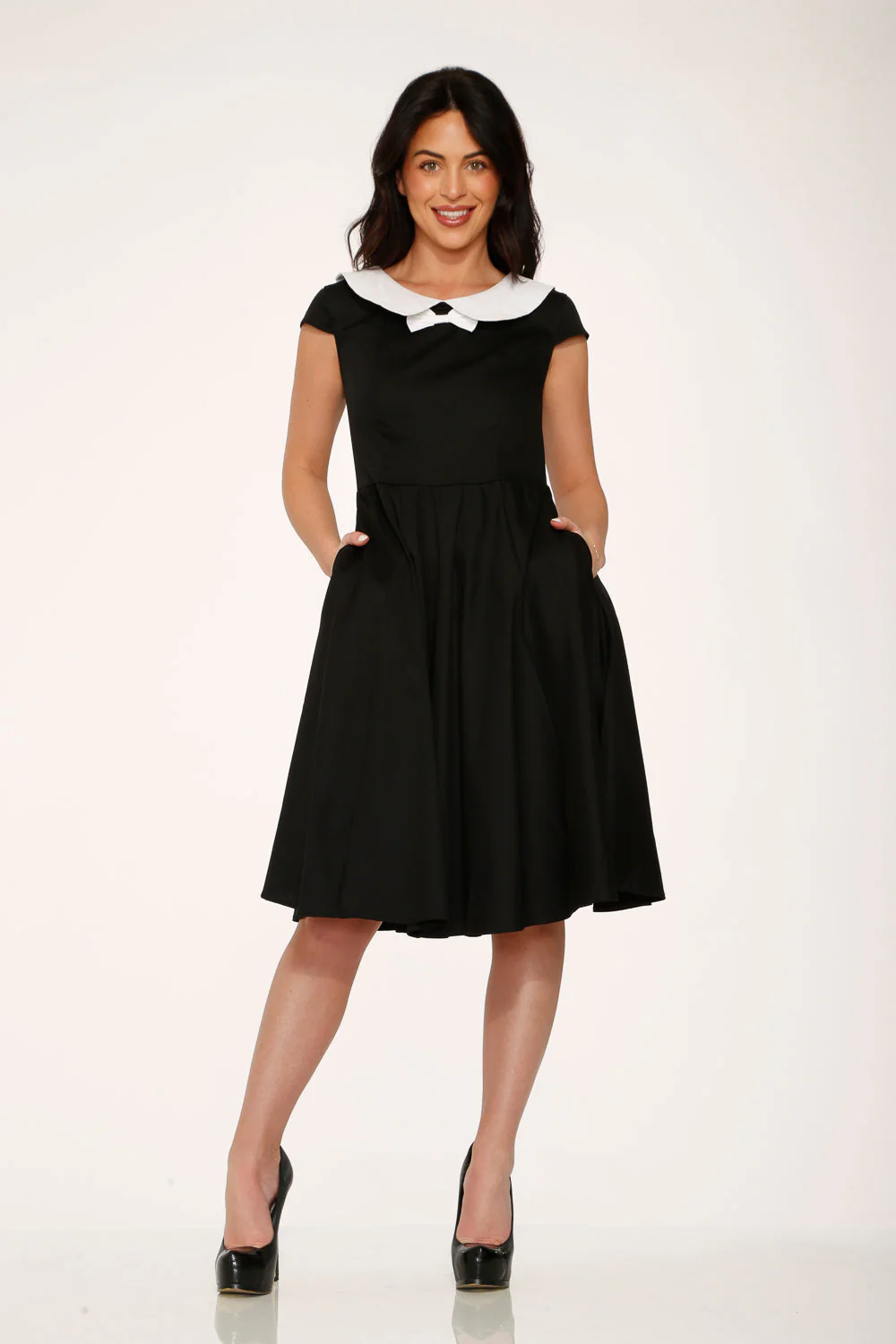 Black & White Collar Swing Dress