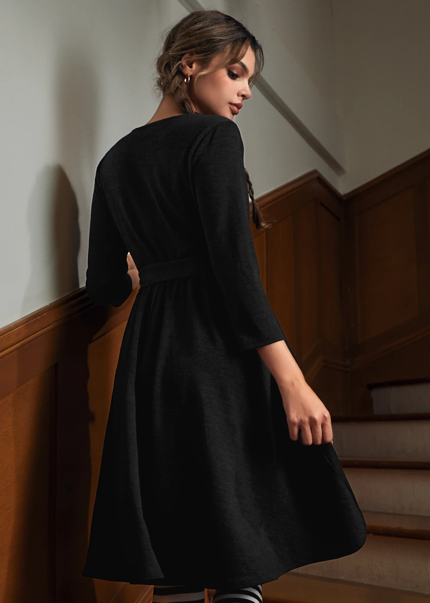 Instant Energy Faux-Wrap Long Sleeve Knit Dress - Image 4