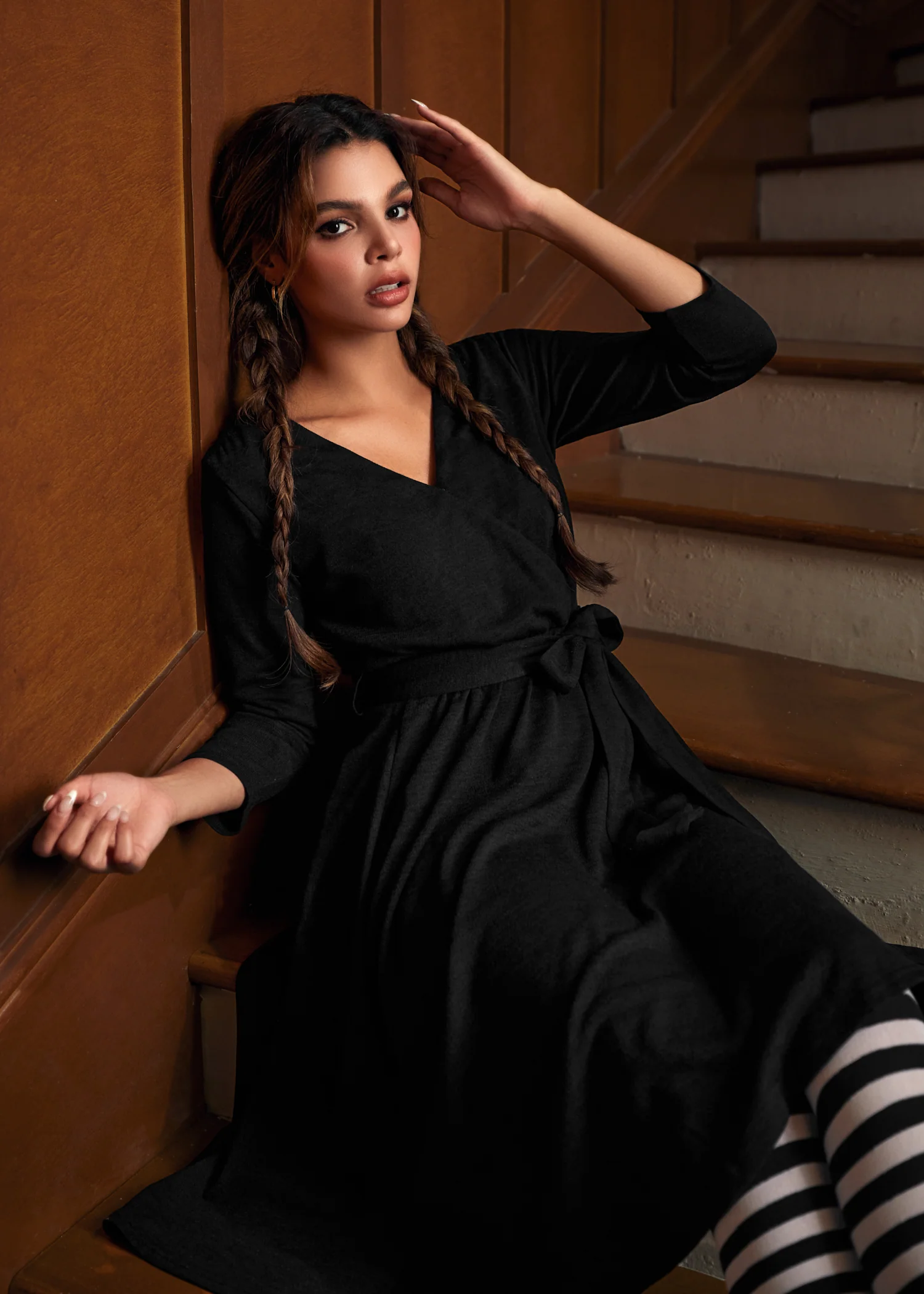 Instant Energy Faux-Wrap Long Sleeve Knit Dress - Image 7