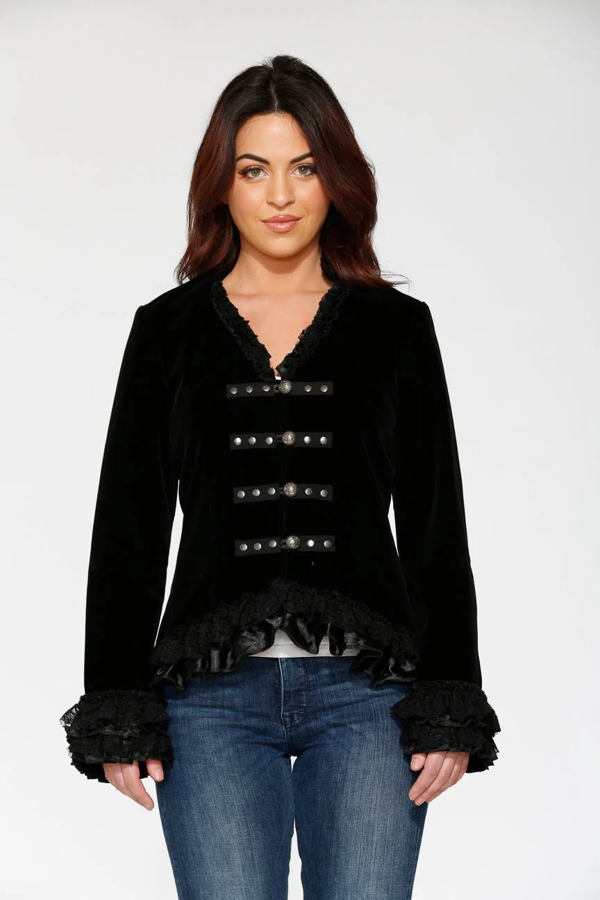 Black Gloria Velvet Tailed Jacket - Image 3
