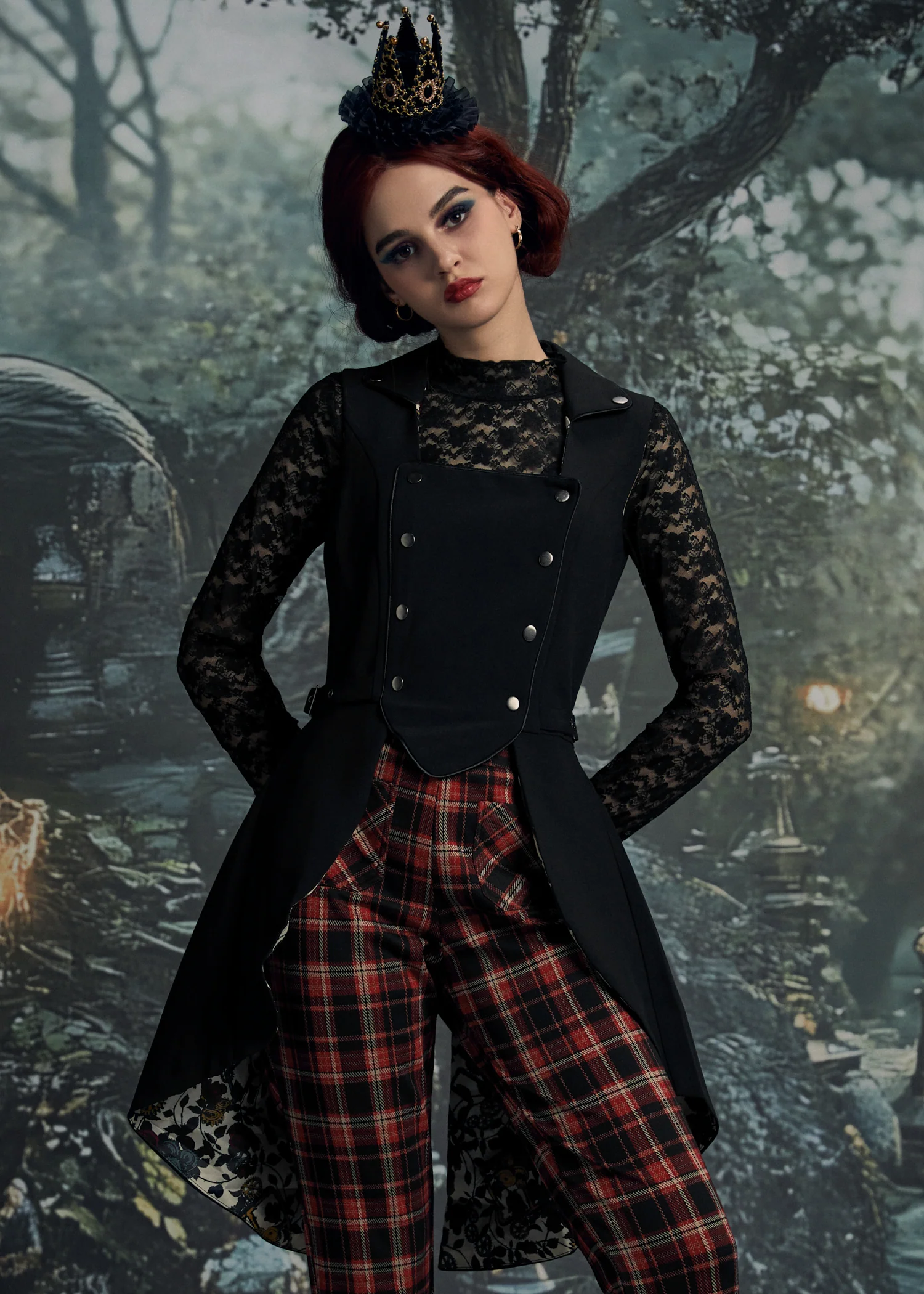 Black Floral Vest Back Split - Image 6
