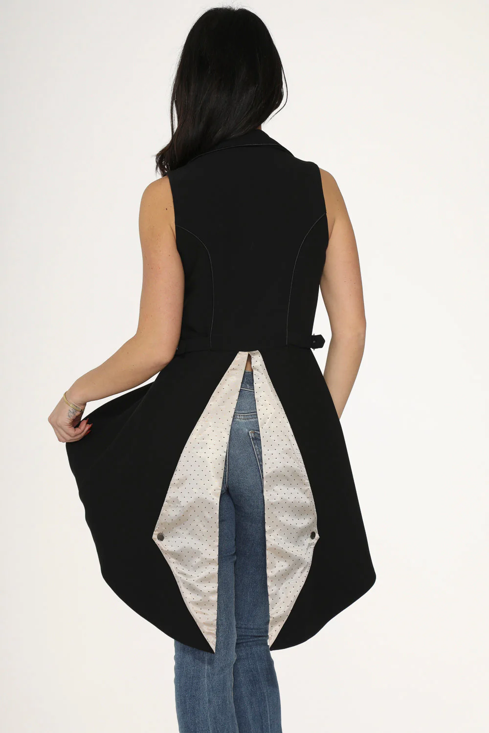 Black & Beige Pin Dot Vest - Image 11