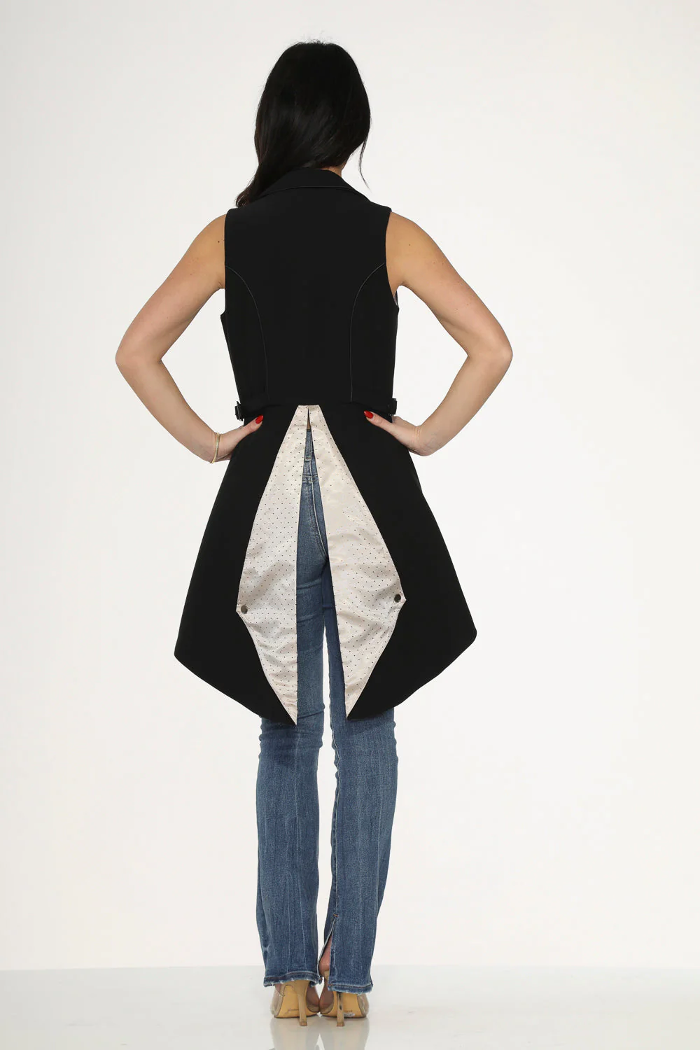Black & Beige Pin Dot Vest - Image 4
