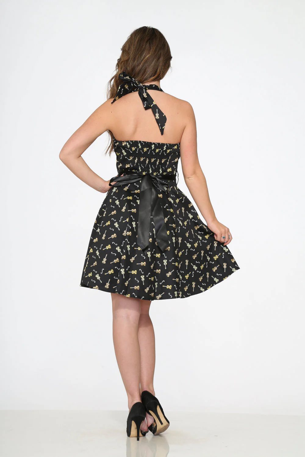 Black Violin Halter Swing Dress - Image 6