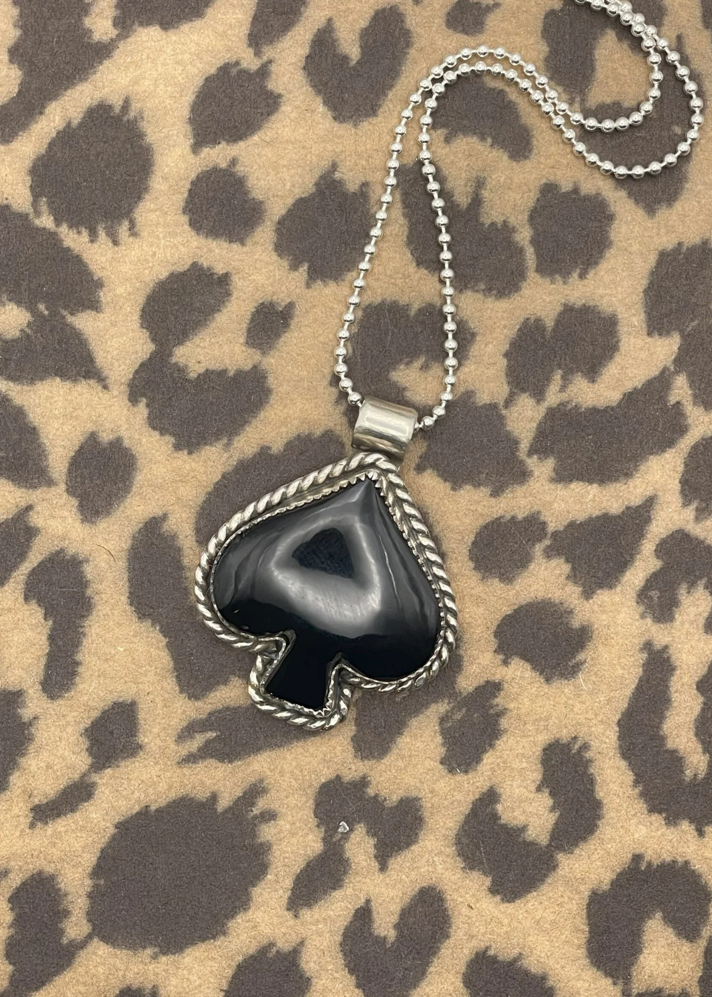 Sterling Silver Ace of Spades Black Onyx Pendant