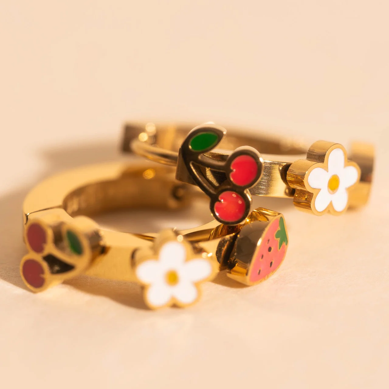 Berry Sweet 3D Huggie Hoop Earrings - Image 3