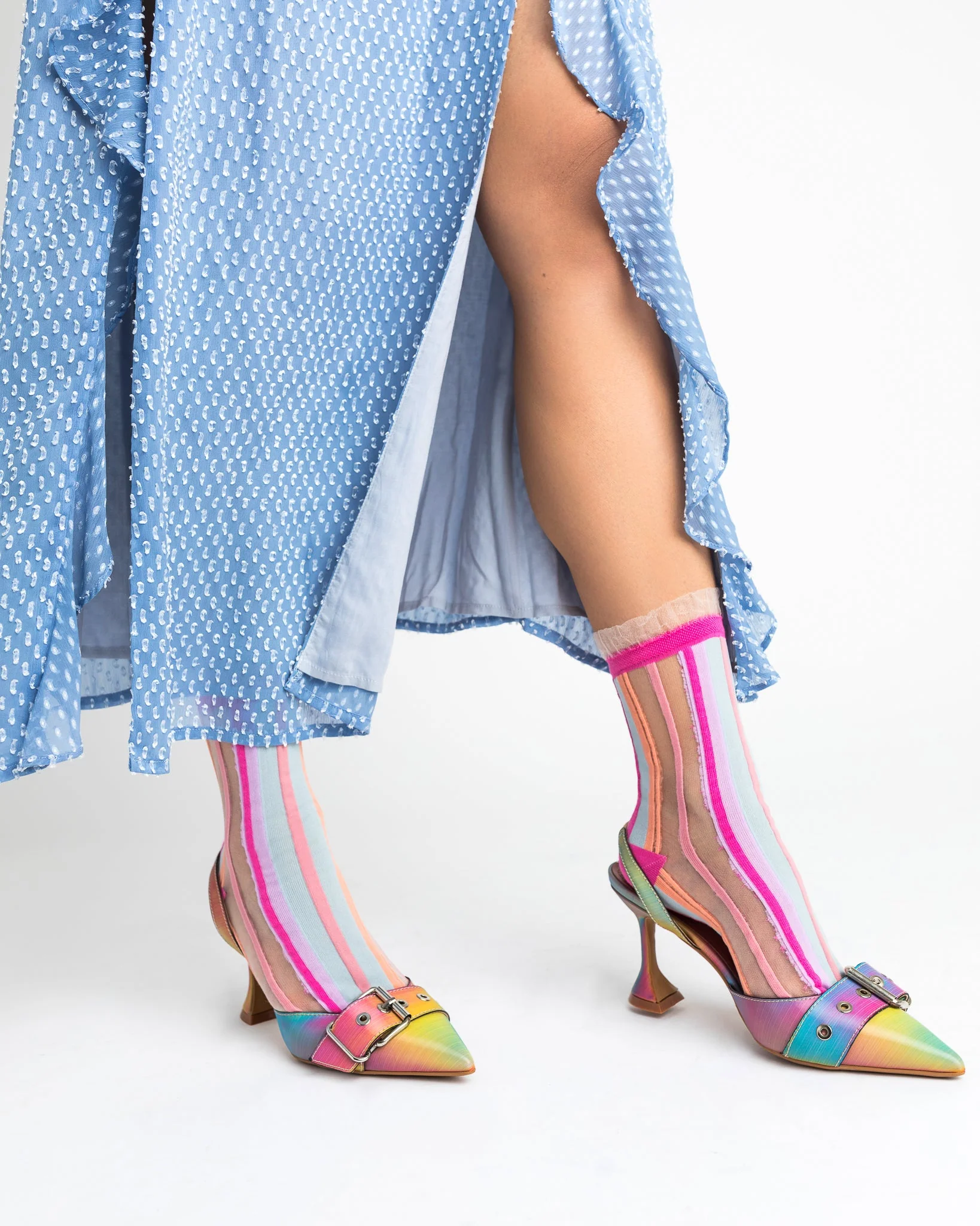 Candy Stripe Ruffle Crew Sock - Image 10