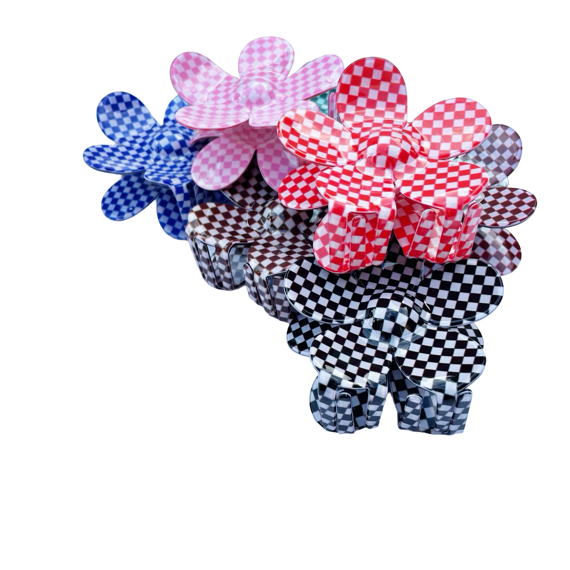 Checkered Flower Claw Hair Clip - Image 2