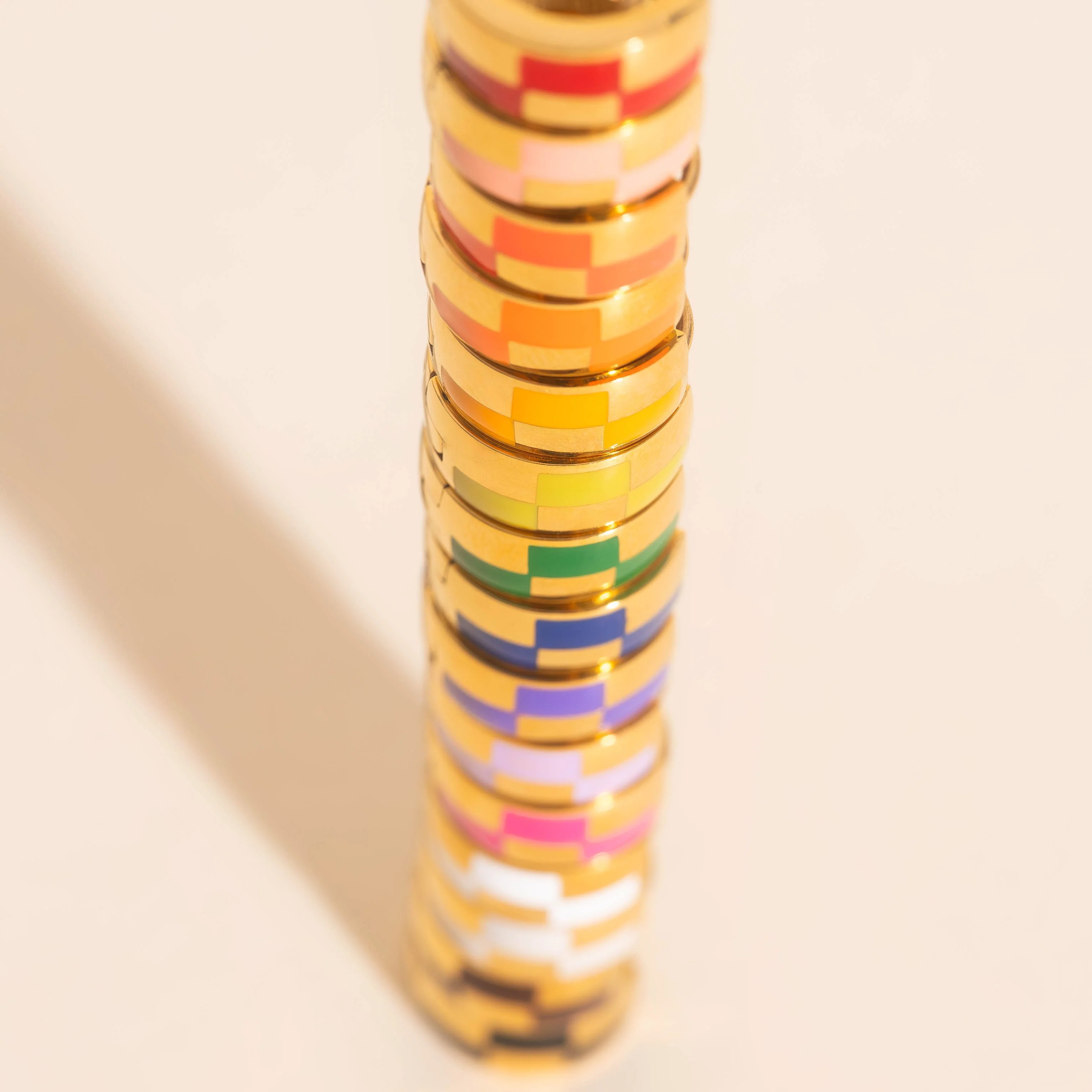 Checkered Rounded Super Chunky Huggie Hoop Earrings - Image 3