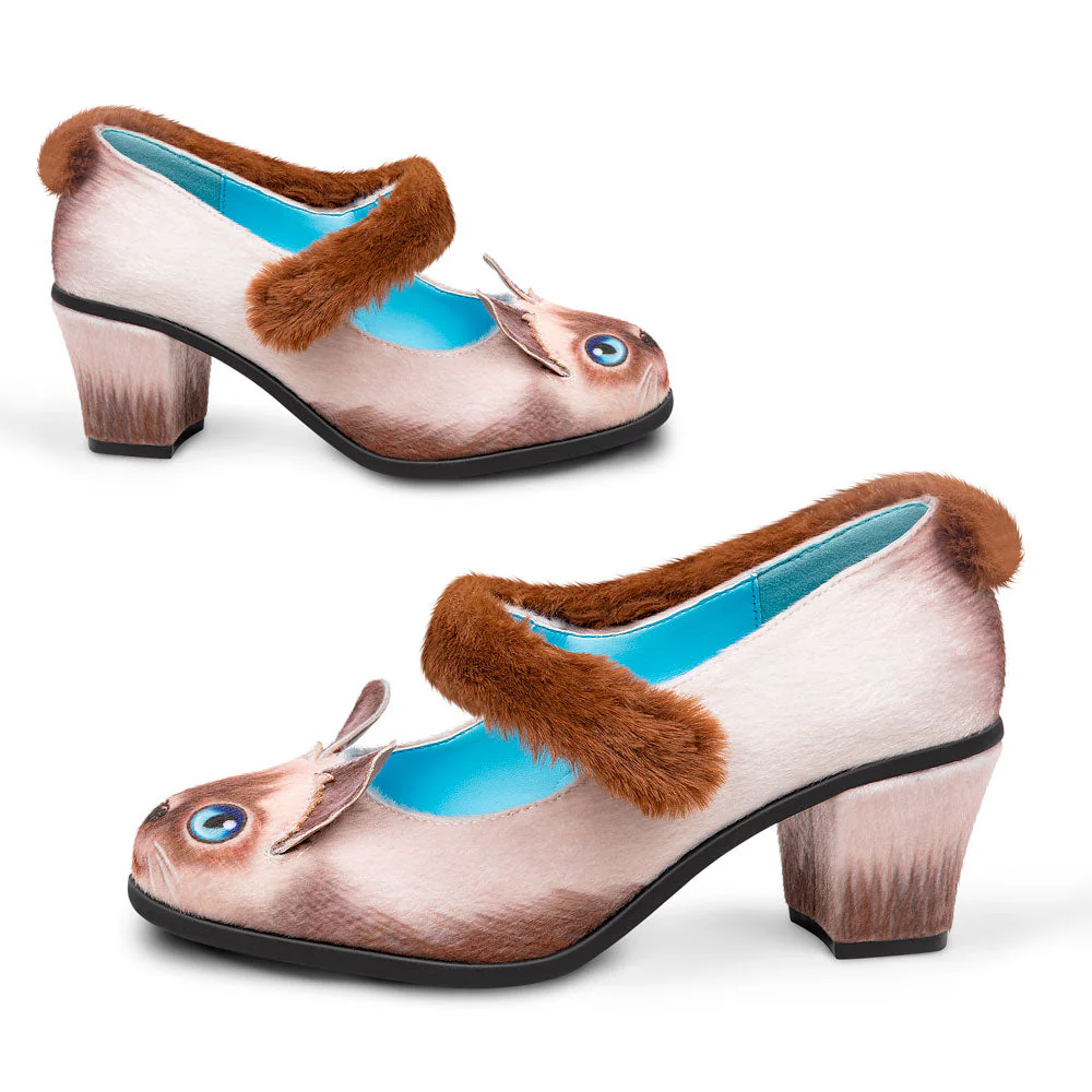 Chocolaticas® Mid Heels Siamese Cat Women's Mary Jane Pump - Image 3