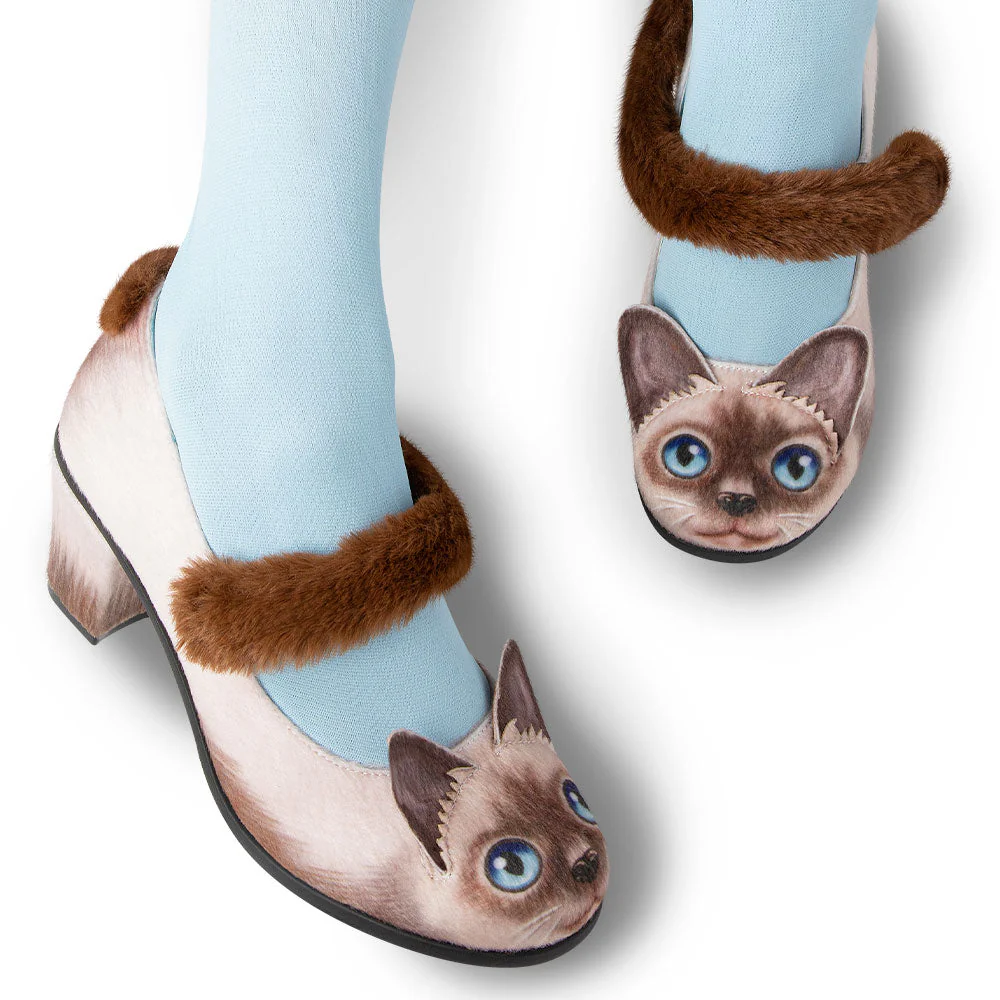 Chocolaticas® Mid Heels Siamese Cat Women's Mary Jane Pump - Image 5
