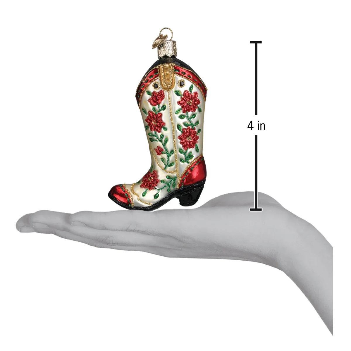 Christmas Cowgirl Boot Ornament - Image 4
