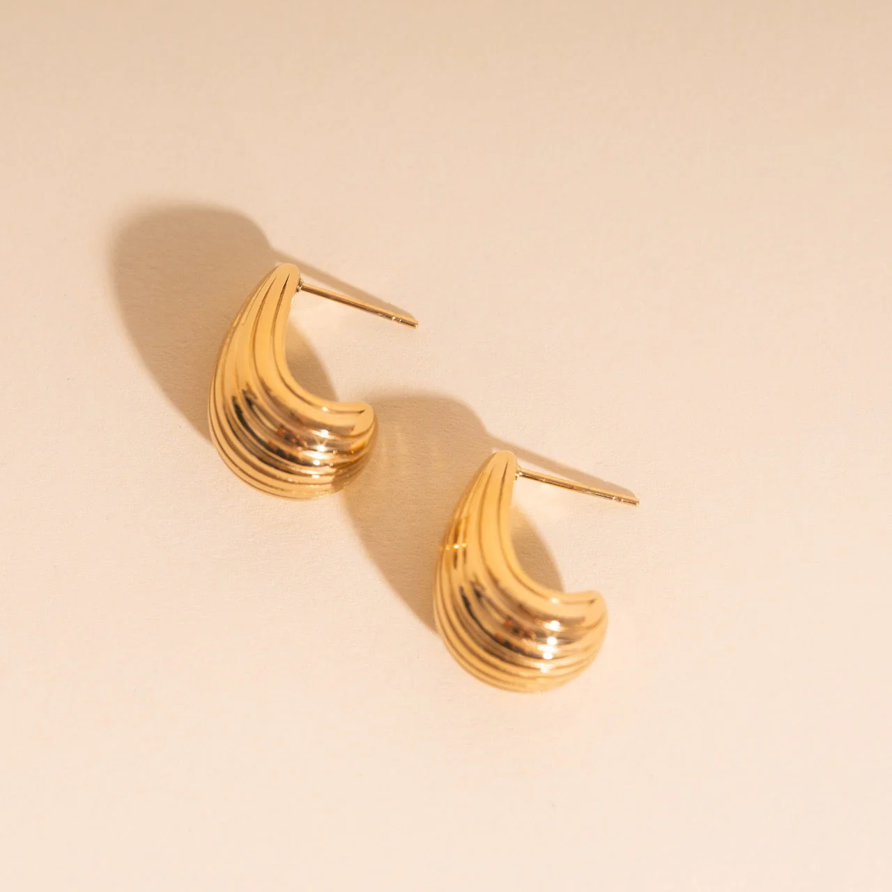 Chunky Tear Drop Stud Earrings - Image 2