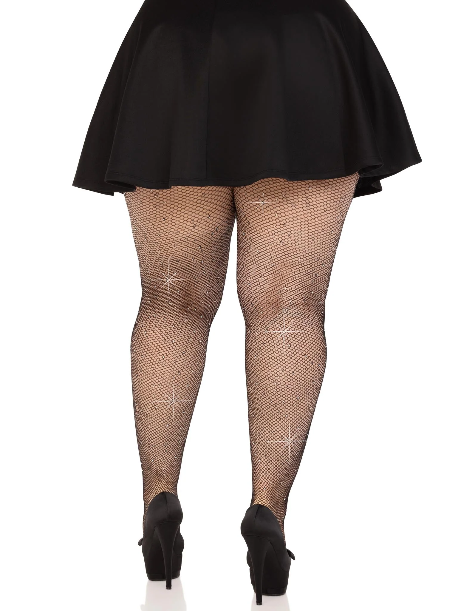 Colby Plus Rhinestone Fishnet Tights - Image 3