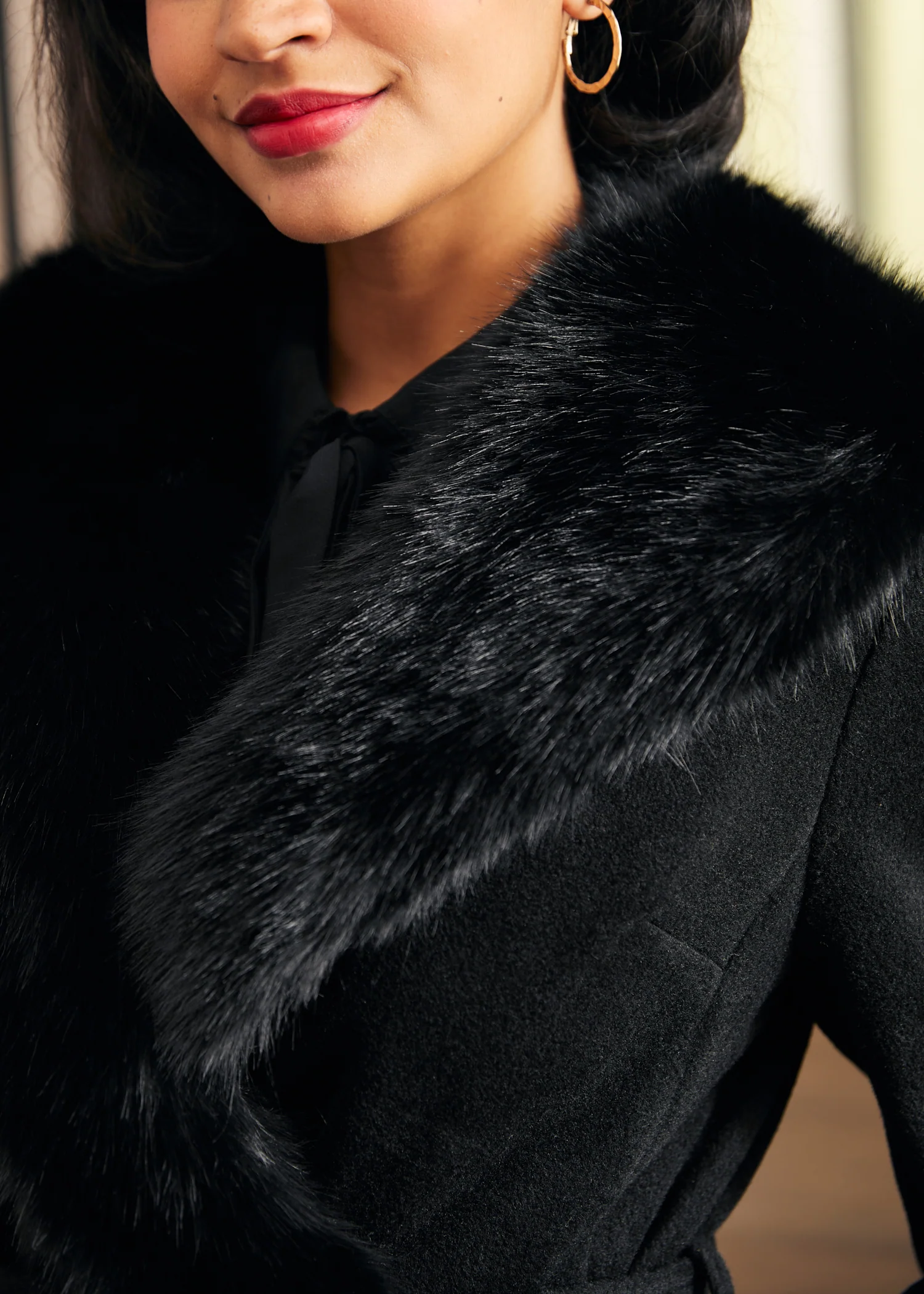 Elegance Reimagined Fur Trim Coat - Image 2