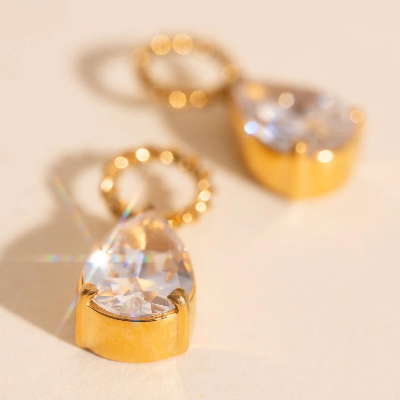 Crystal Pear Huggie Hoop Charms - Image 4