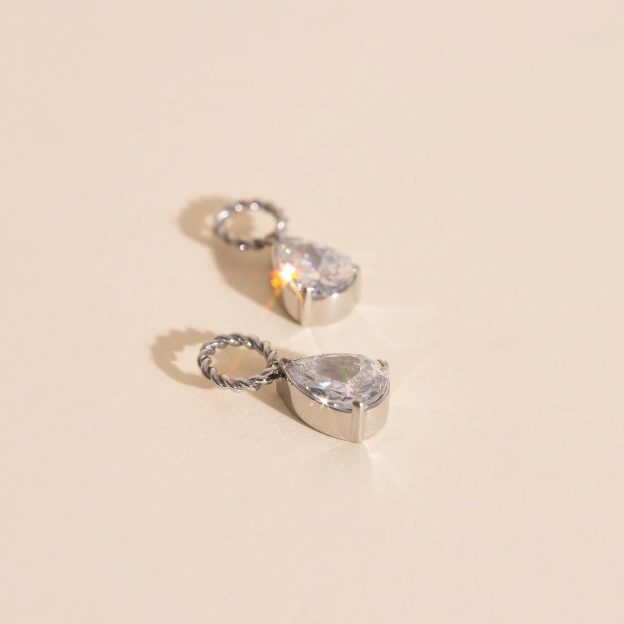 Crystal Pear Huggie Hoop Charms - Image 7