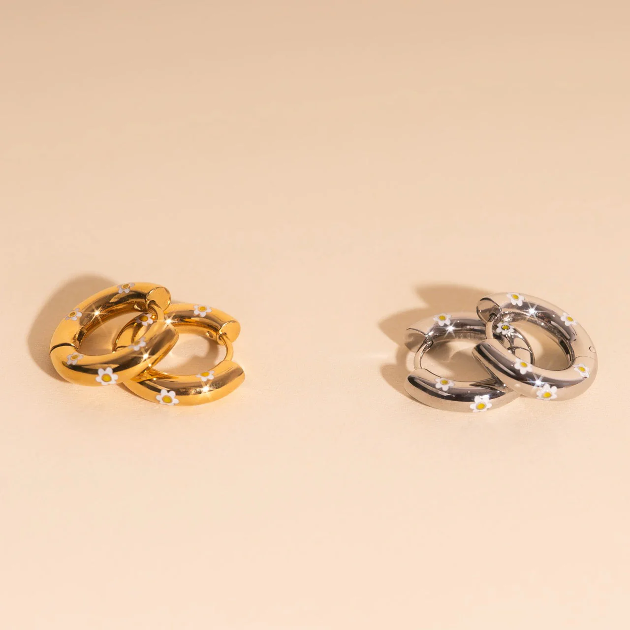 Daisy Chunky Rounded Huggie Hoop Earrings - Image 13