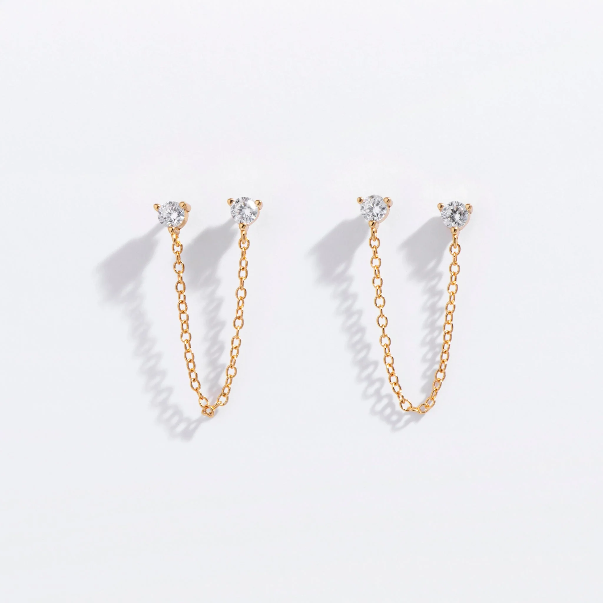 Double CZ Chain Studs