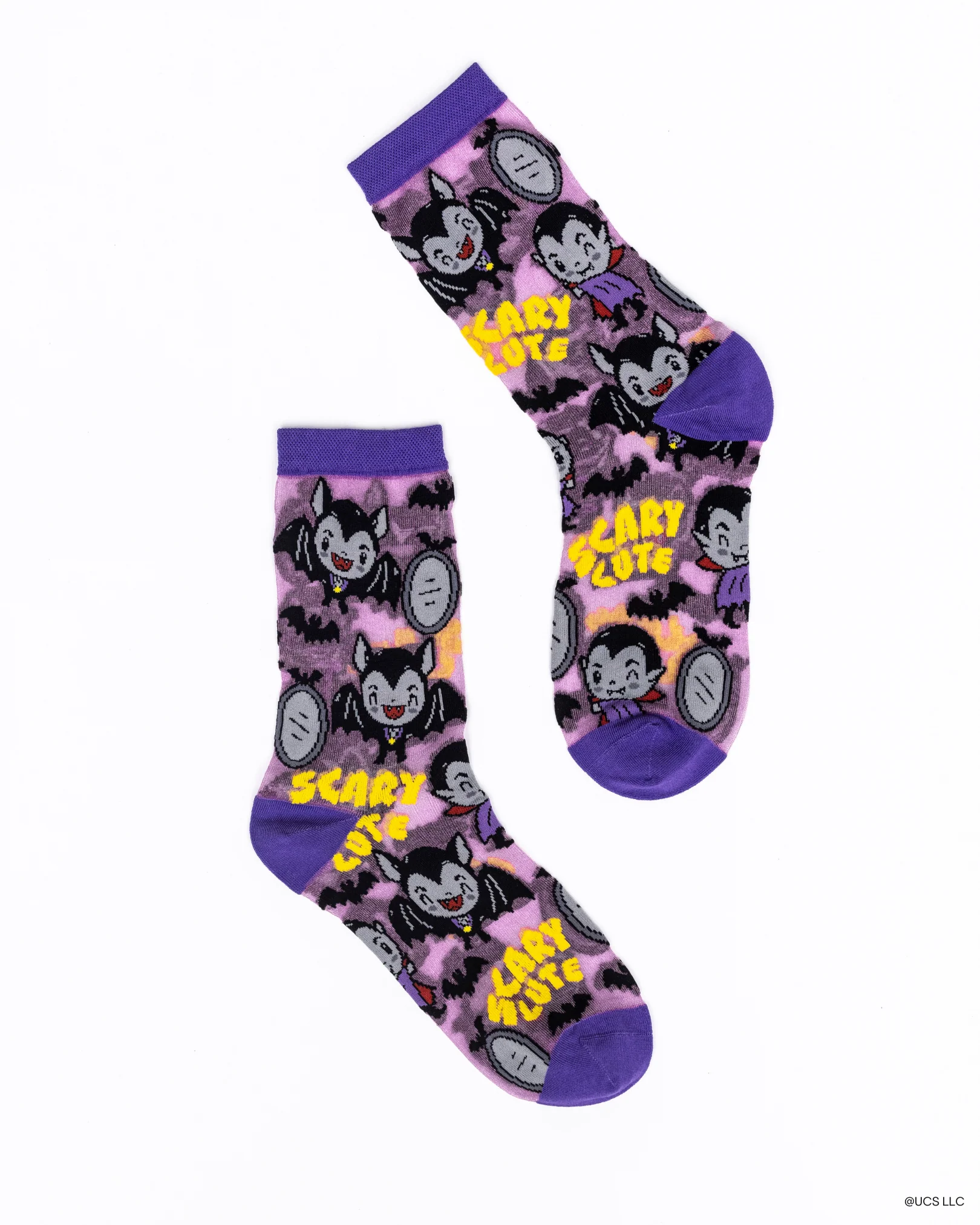 Dracula Scary Cute Shimmer Sheer Crew Sock - Image 2