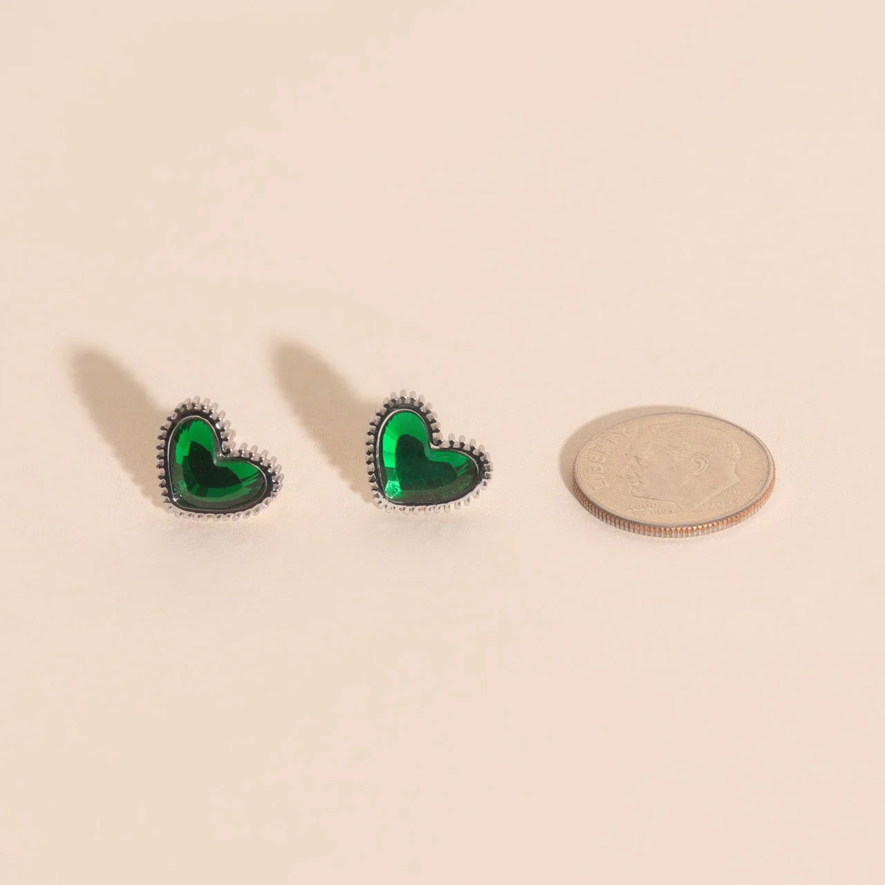 Emerald Heart Stud Earrings - Image 9
