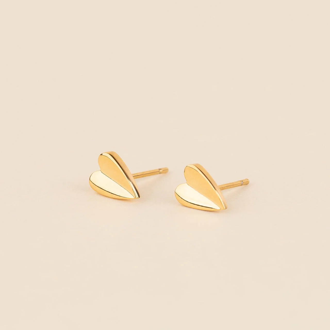 Folded Heart Stud Earrings