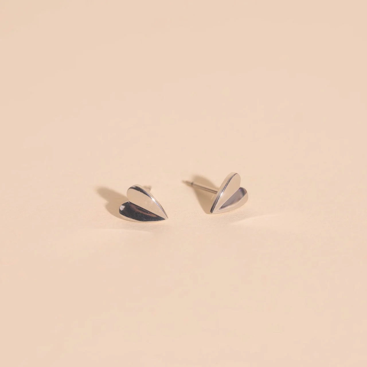 Folded Heart Stud Earrings - Image 4