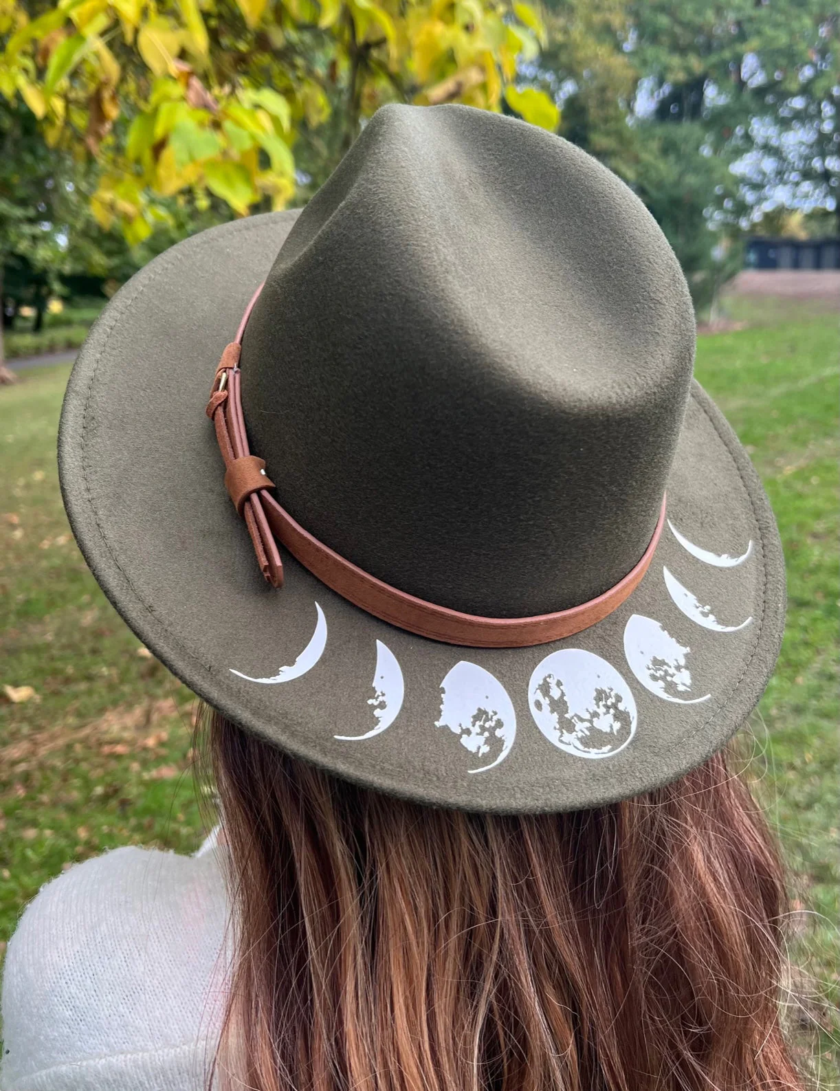 Vegan Felt Hat - Wide Brim - Moon Phase
