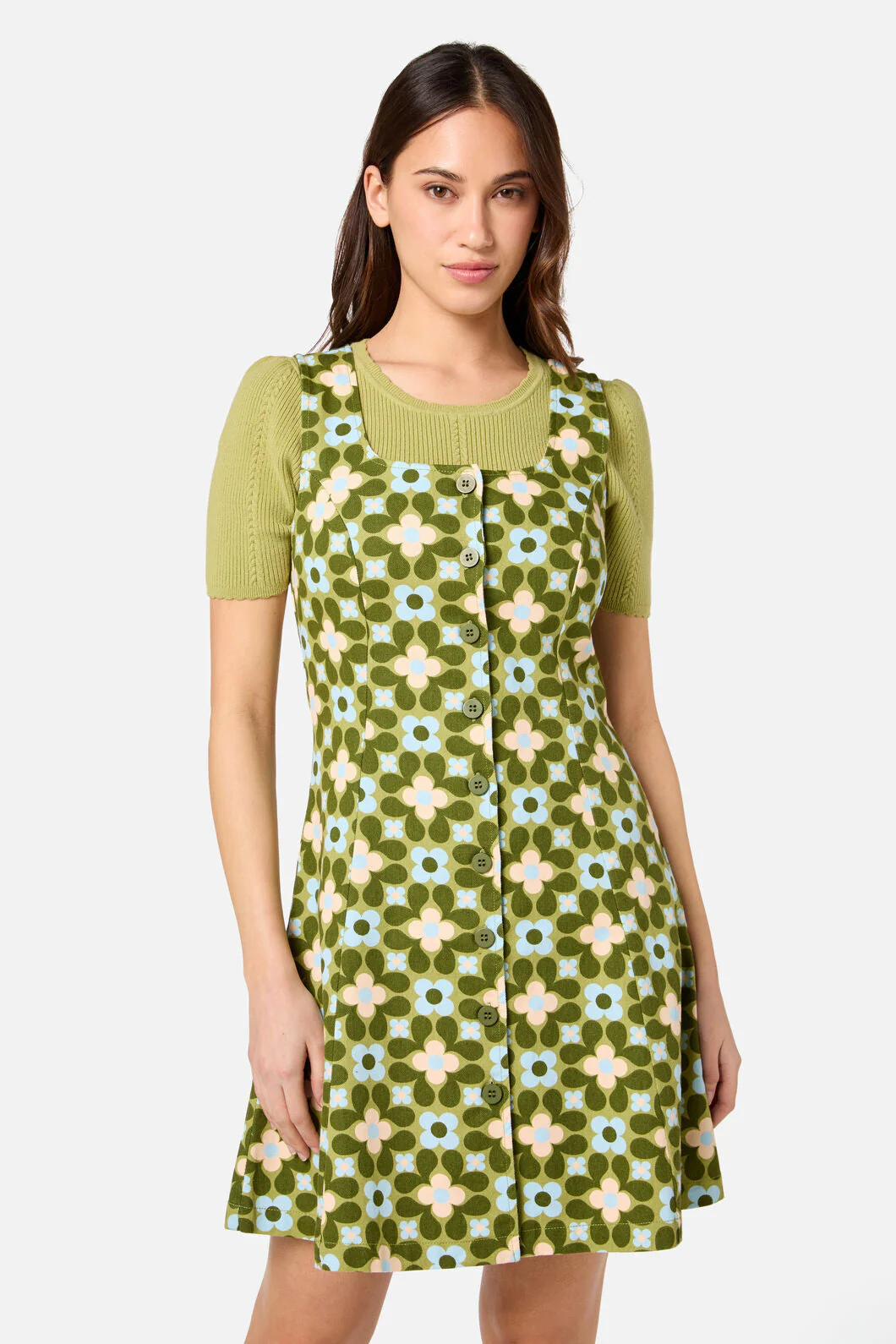 Ginny 60's Mini Pinafore Dress - Image 4