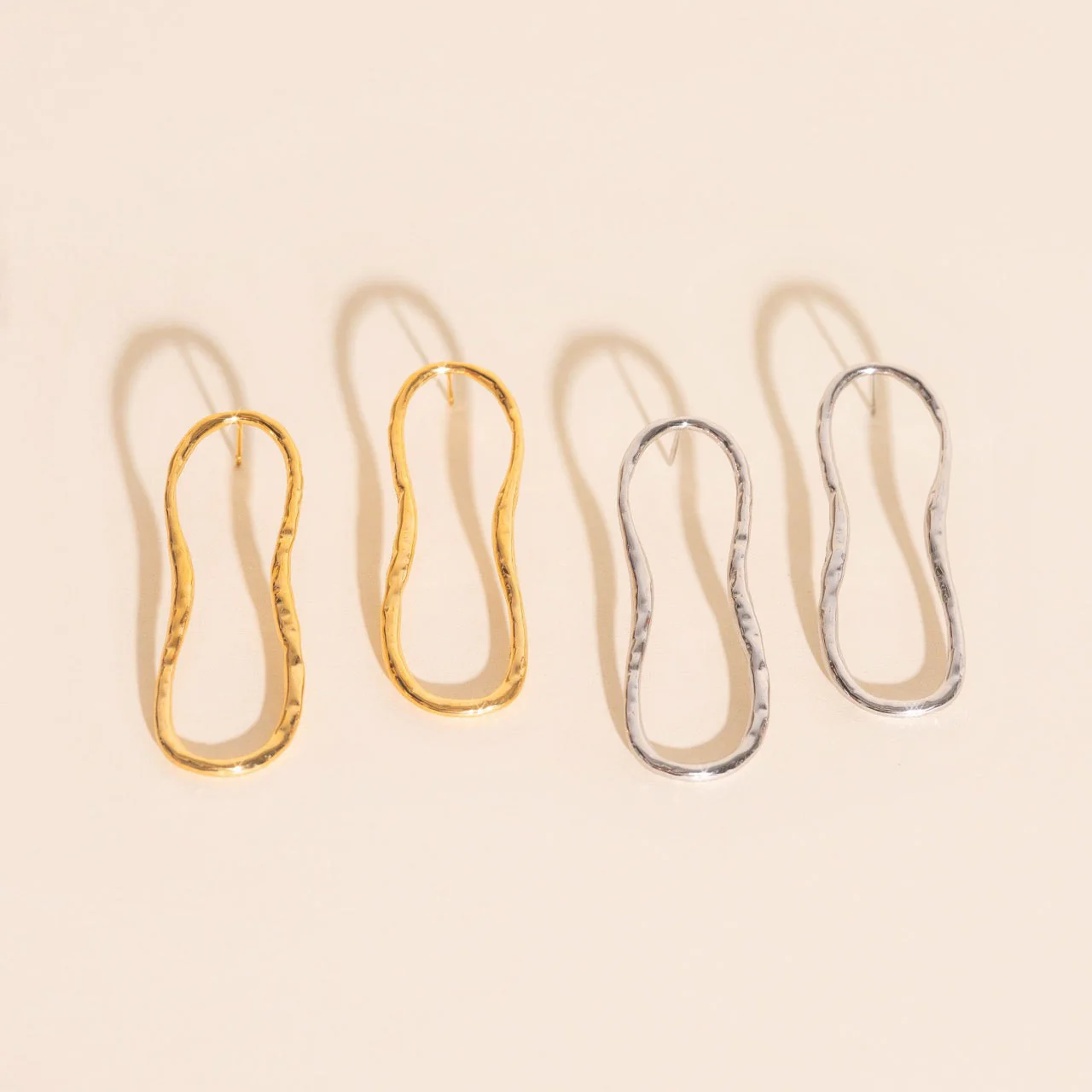Hammered Oval Stud Earrings - Image 6