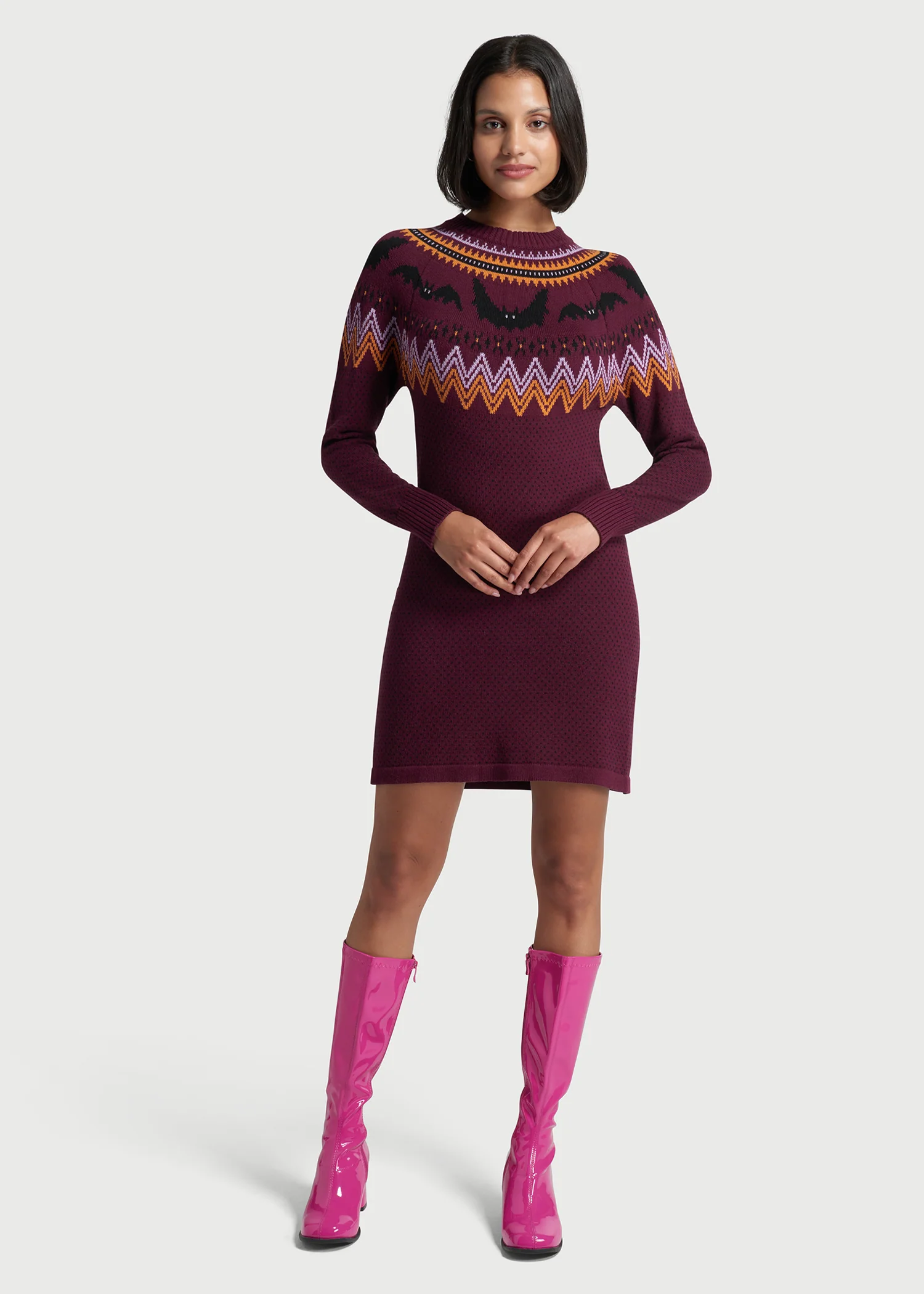 It Be Like 'Bat' Fair Isle Sweater Dress - Image 9