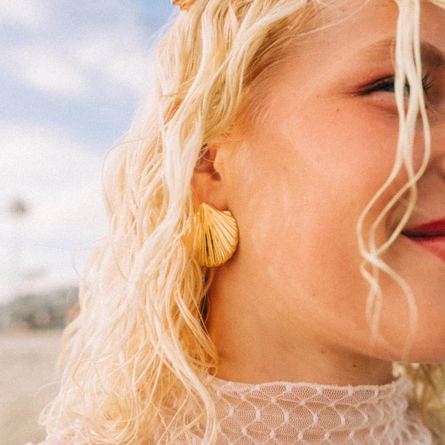 Jumbo Seashell Stud Earrings - Image 3