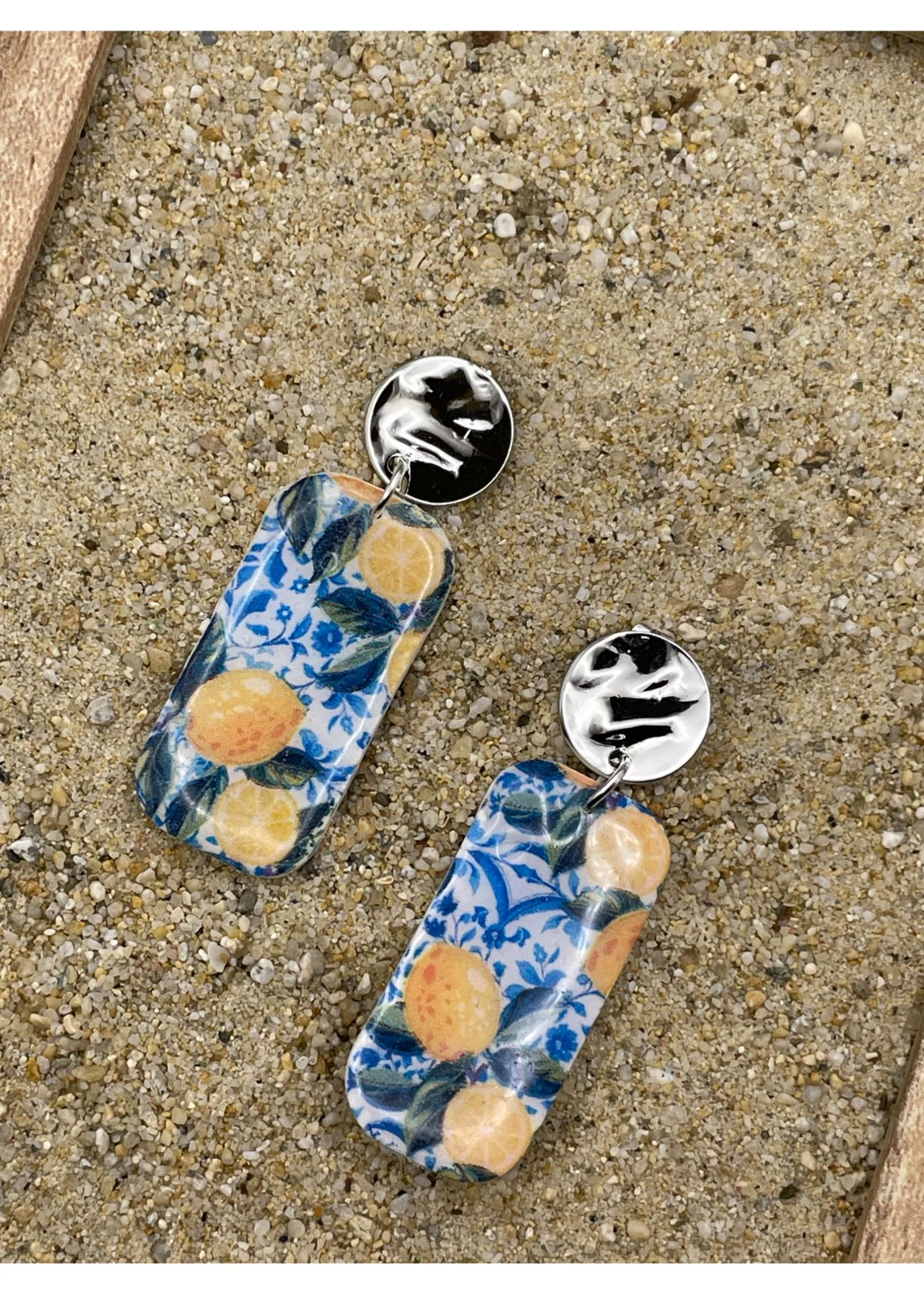 Lemon Printed Dangle Earrings