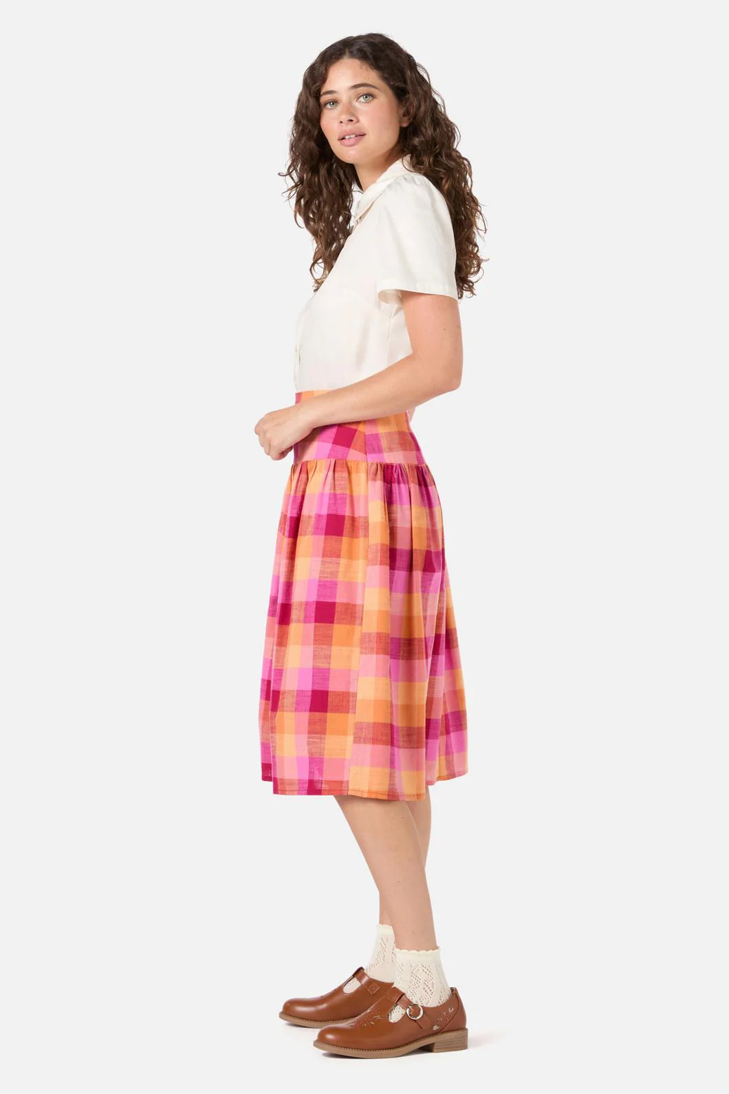 Maxine Check Midi Skirt 100% Cotton - Image 5