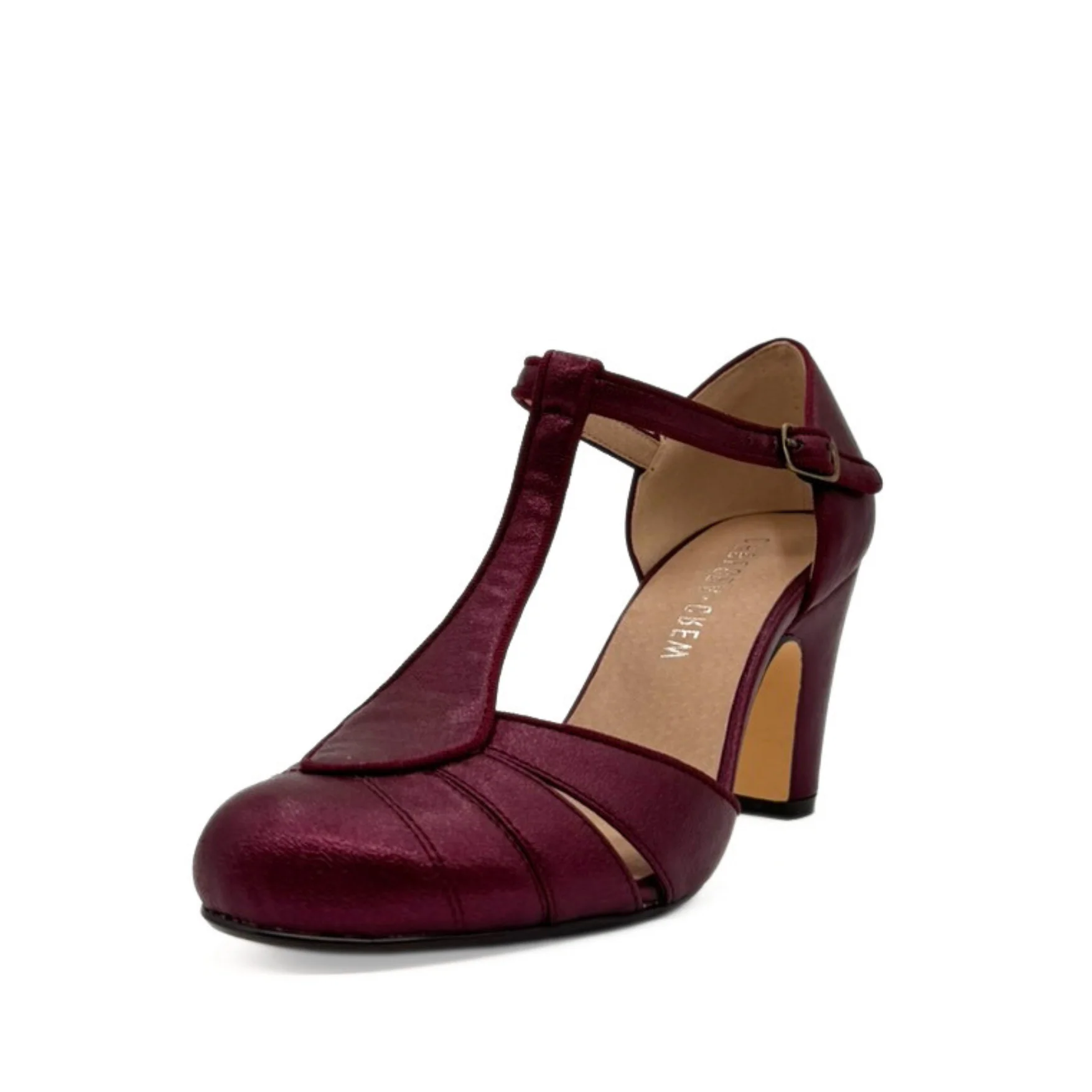 Mulberry Metallic T-Strap Heels - Image 6