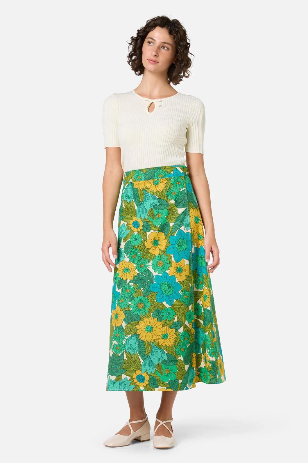 Nellie 70's Floral Wrap Skirt - Image 3