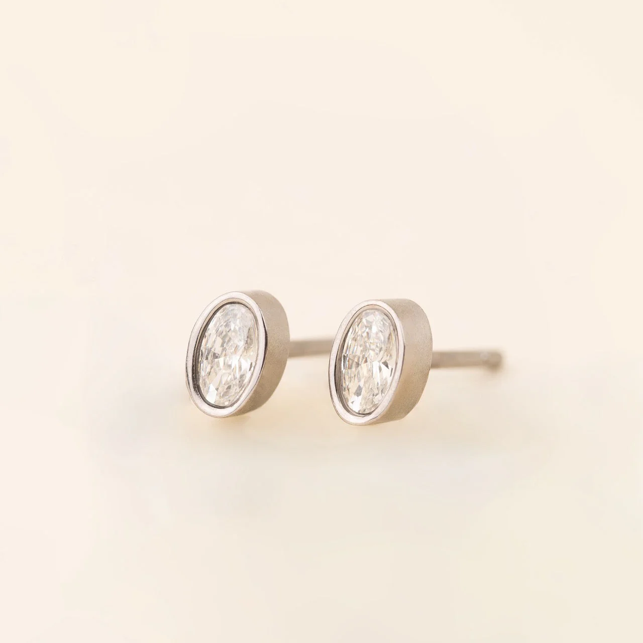 Oval Crystal Stud Earrings - Image 3
